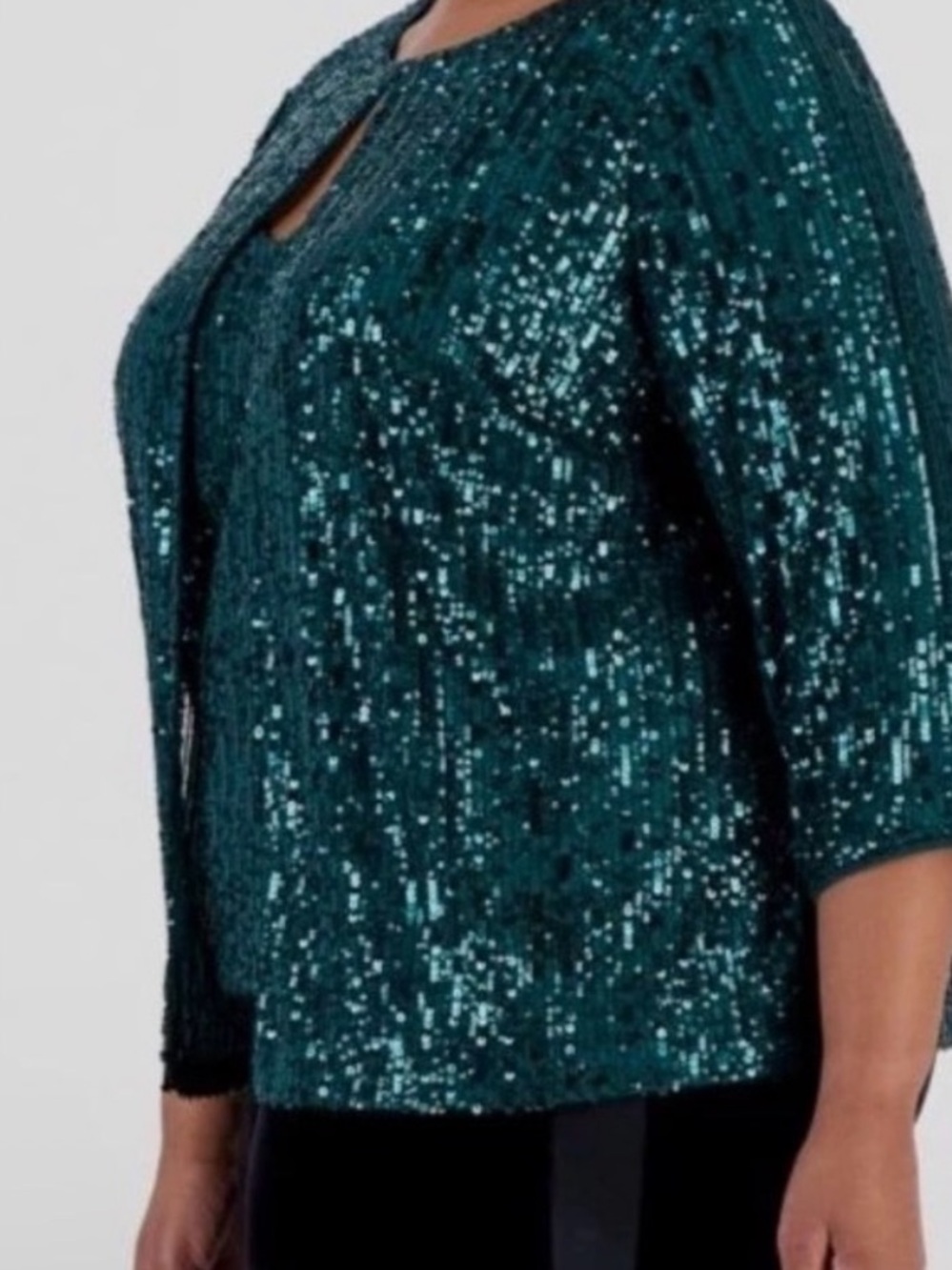 Alex Evenings Women's Plus Size Sequin Twinset Green One Piece size 3X - Picture 2 of 10